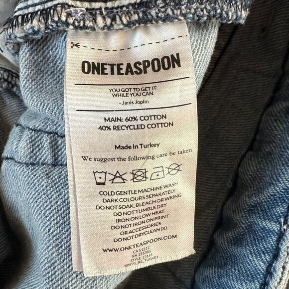 One teaspoon Blue Truckers Mid Waist Straight Leg Busted Knee Jeans Size 24 - Picture 7 of 7